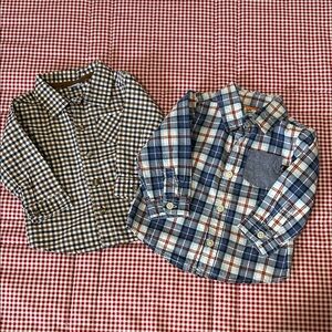 Carter's Kids Plaid Button-Down Shirts - Brown and Blue